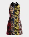 Alice And Olivia Velia Floral Jacquard Mini Dress With Removable Collar In Multi