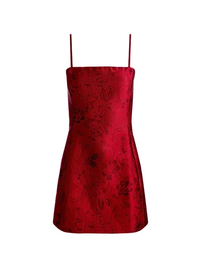 Alice And Olivia Velia Floral-jacquard Mini Dress In Red