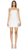 Alice And Olivia Velia Crystal Floral Strapless Mini Gown In 米白
