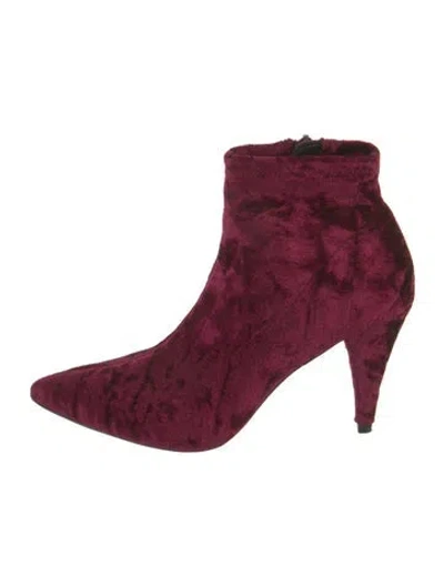 Pre-owned Alice And Olivia Velvet Boots In Burgundy