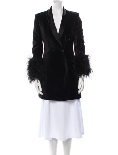 Pre-owned Alice And Olivia Velvet Down Coat In Black