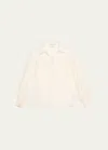 Alice And Olivia Venty Button-front Linen Blouse In Off White