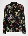 Alice And Olivia Venus Floral Willa Placket Top