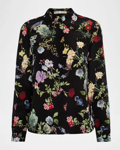 Alice And Olivia Venus Floral Willa Placket Top