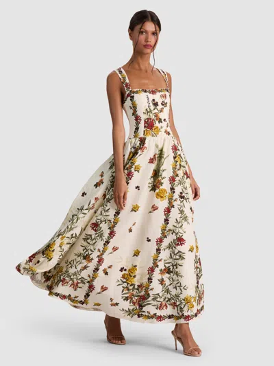 Alice And Olivia Vera Midi Dress In Multi