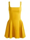 Alice And Olivia Vera Fit And Flare Mini Dress Golden Hour In Yellow