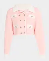 Alice And Olivia Verdell Wool-blend Sweater Jacket In Pearl Blush/soft Whi