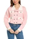 Alice And Olivia Verdell Wool-blend Sweater Jacket In Pink