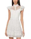 Alice And Olivia Vernita Embroidered Mini Dress In White