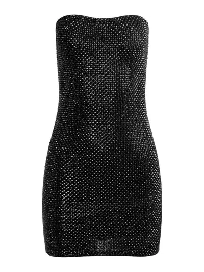 Alice And Olivia Women's Leia Embellished Mesh Strapless Minidress In Black  