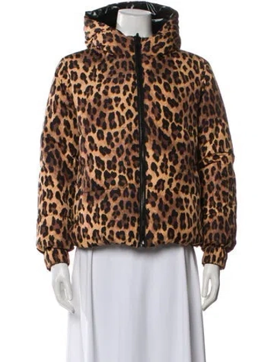 Pre-owned Alice And Olivia Vintage Animal Print Down Jacket In Black