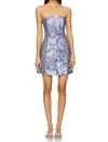 Alice And Olivia Violet Strapless Seamed A-line Mini Dress In Blue