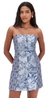 Alice And Olivia Violet Strapless Seamed A-line Mini Dress In Blue Multi
