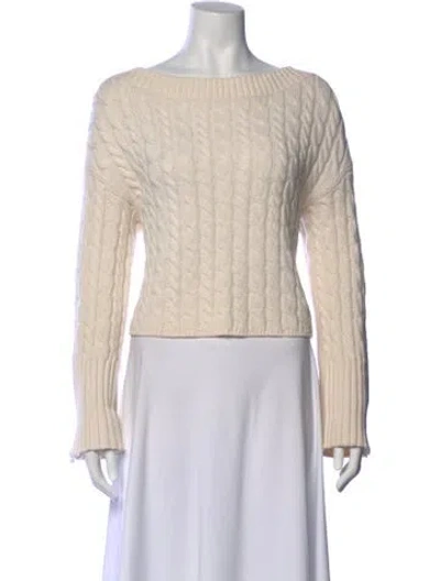 Pre-owned Alice And Olivia Virgin Wool Bateau Neckline Sweater In Neutral