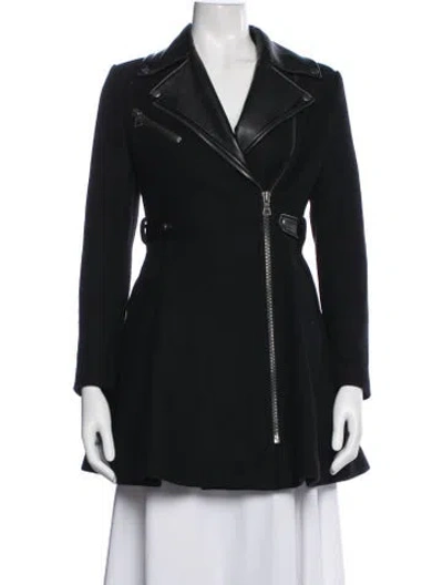 Pre-owned Alice And Olivia Virgin Wool Biker Jacket In Black