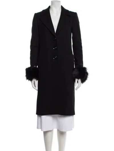 Pre-owned Alice And Olivia Virgin Wool Faux Fur Coat In Black