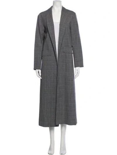 Pre-owned Alice And Olivia Virgin Wool Plaid Print Vest In Gray