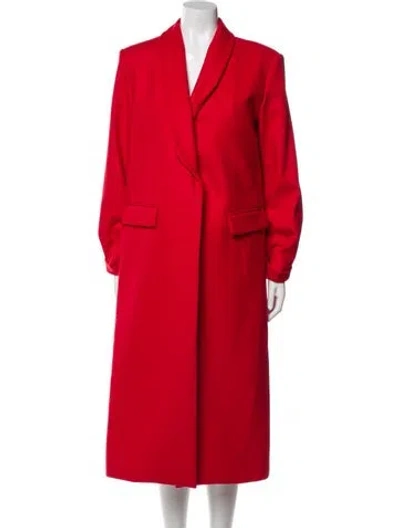 Pre-owned Alice And Olivia Virgin Wool Trench Coat In Red