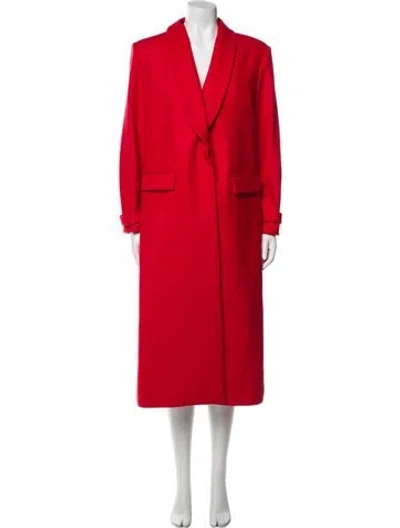 Pre-owned Alice And Olivia Virgin Wool Trench Coat W/ Tags In Red