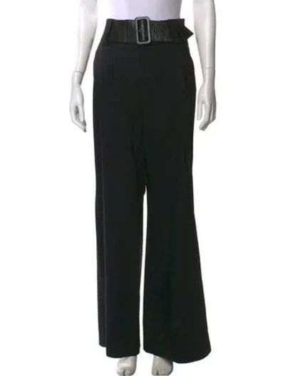 Pre-owned Alice And Olivia Virgin Wool Wide Leg Pants In Black