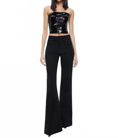 Alice And Olivia Vivi Sequin Cropped Top In Black