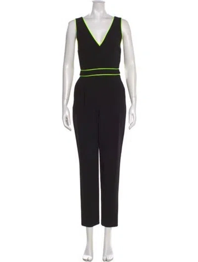 Pre-owned Alice And Olivia V-neck Jumpsuit In Black