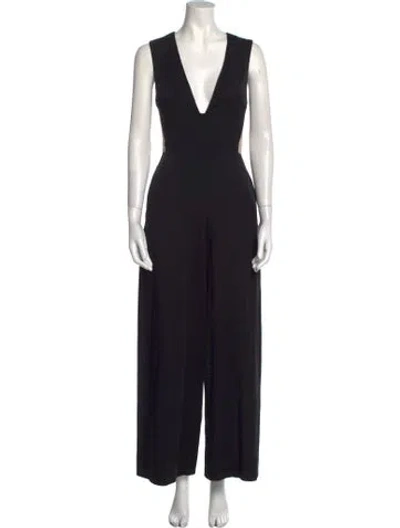 Pre-owned Alice And Olivia V-neck Jumpsuit In Black