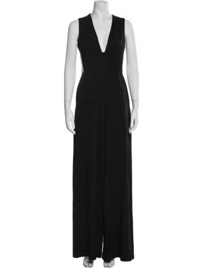 Pre-owned Alice And Olivia V-neck Jumpsuit In Black