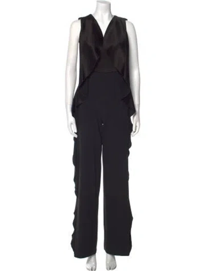 Pre-owned Alice And Olivia V-neck Jumpsuit In Black
