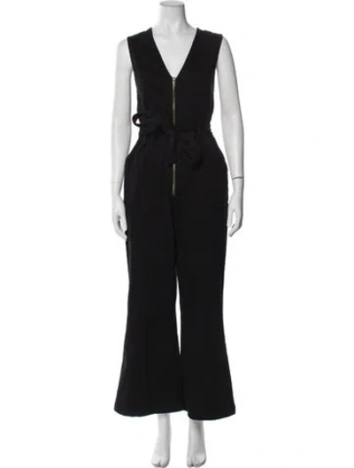 Pre-owned Alice And Olivia V-neck Jumpsuit In Black