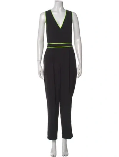 Pre-owned Alice And Olivia V-neck Jumpsuit In Black