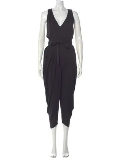 Pre-owned Alice And Olivia V-neck Jumpsuit In Black