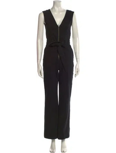 Pre-owned Alice And Olivia V-neck Jumpsuit In Black