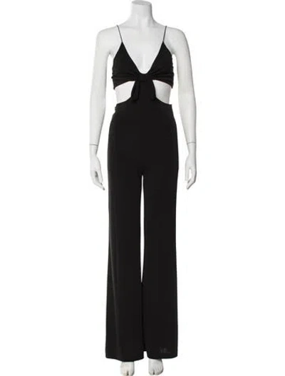 Pre-owned Alice And Olivia V-neck Jumpsuit In Black