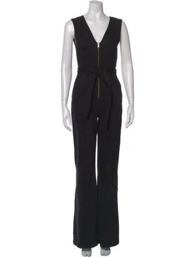 Pre-owned Alice And Olivia V-neck Jumpsuit In Black