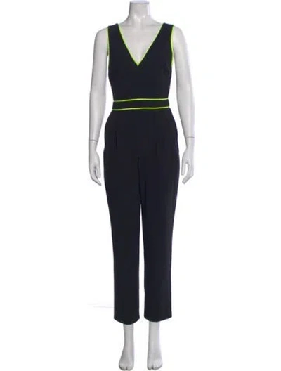 Pre-owned Alice And Olivia V-neck Jumpsuit In Black