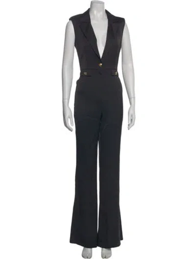 Pre-owned Alice And Olivia V-neck Jumpsuit In Black