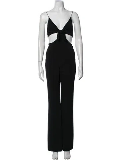 Pre-owned Alice And Olivia V-neck Jumpsuit In Black