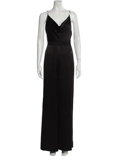 Pre-owned Alice And Olivia V-neck Jumpsuit In Black