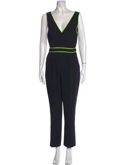 Pre-owned Alice And Olivia V-neck Jumpsuit In Black
