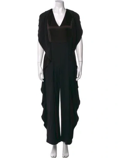 Pre-owned Alice And Olivia V-neck Jumpsuit In Black