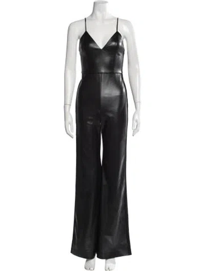 Pre-owned Alice And Olivia V-neck Jumpsuit In Black