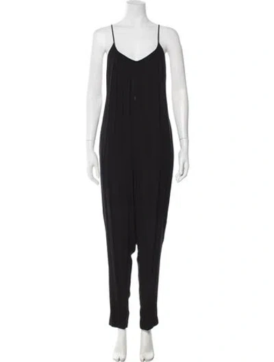 Pre-owned Alice + Olivia V-neck Jumpsuit In Black