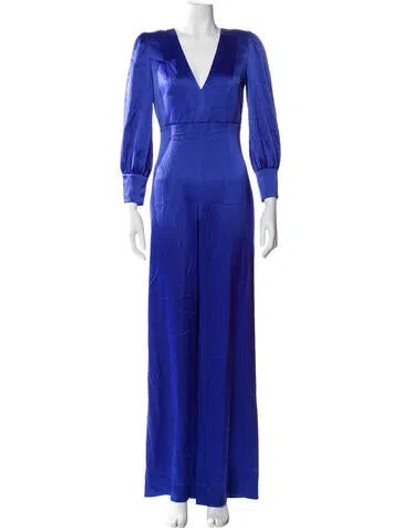 Pre-owned Alice And Olivia V-neck Jumpsuit In Blue