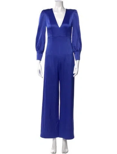 Pre-owned Alice And Olivia V-neck Jumpsuit In Blue