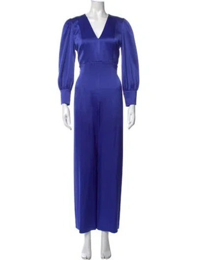 Pre-owned Alice And Olivia V-neck Jumpsuit In Blue