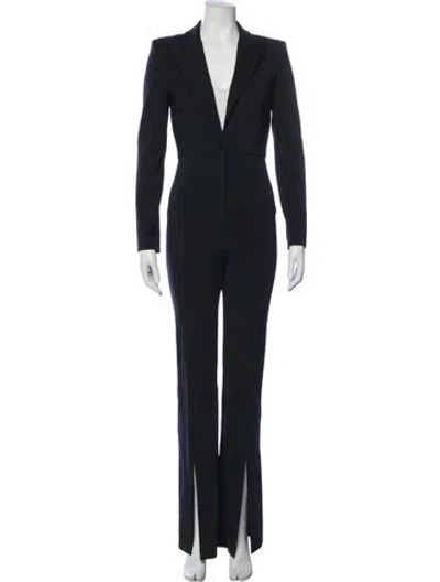 Pre-owned Alice And Olivia V-neck Jumpsuit In Blue