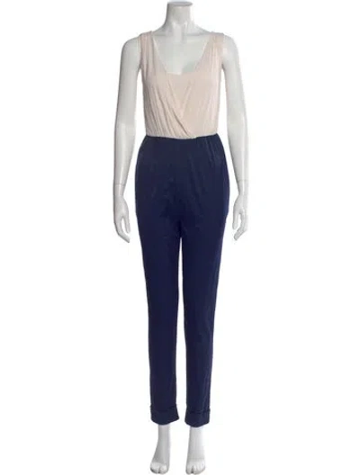 Pre-owned Alice And Olivia V-neck Jumpsuit In Blue