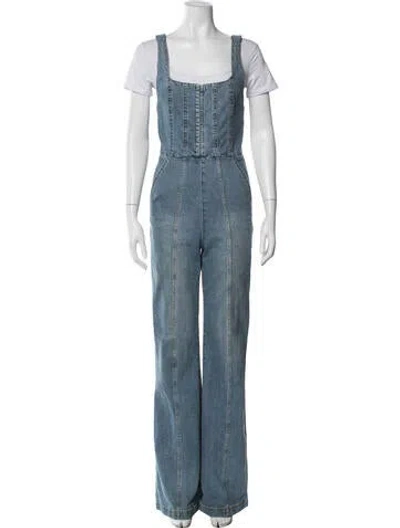 Pre-owned Alice And Olivia V-neck Jumpsuit In Blue