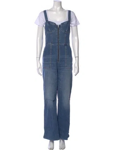Pre-owned Alice And Olivia V-neck Jumpsuit In Blue